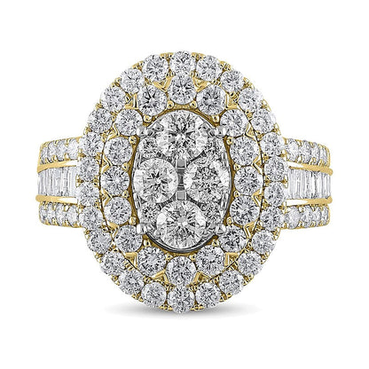 2.5 CT. TW Oval Multi-Diamond Double Frame Engagement Ring in 10K Gold