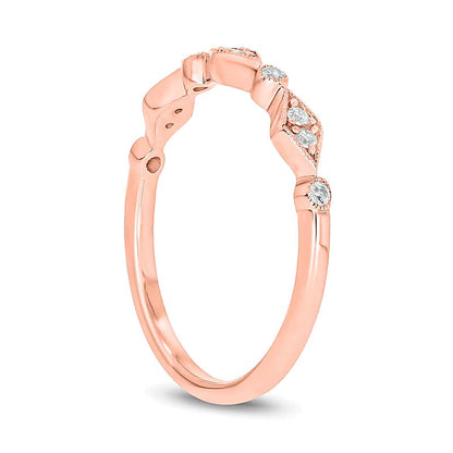 0.1 CT. TW Multi-Diamond Station Art Deco Stackable Band in 10K Rose Gold