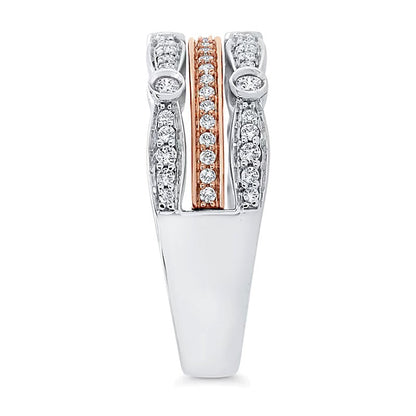 0.38 CT. TW Diamond Multi-Row Stacked Ring in 10K Two-Tone Gold