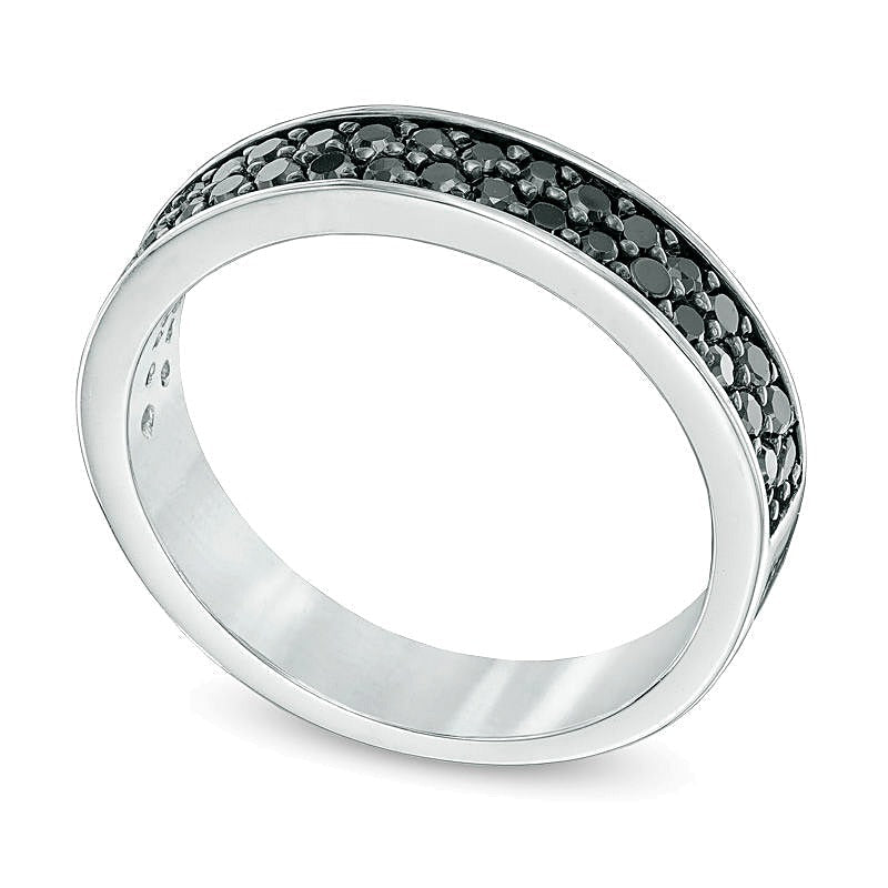 0.5 CT. TW Black Diamond Double Row Band in Sterling Silver