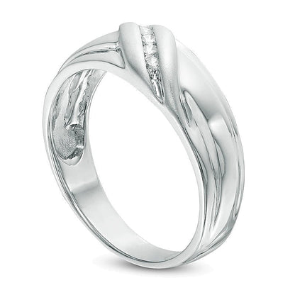 0.1 CT. TW Diamond Slant Band in Sterling Silver