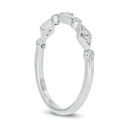 0.1 CT. TW Multi-Diamond Station Art Deco Stackable Band in 10K White Gold