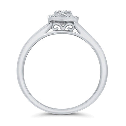 0.25 CT. TW Oval Multi-Diamond Frame Bypass Ring in 10K White Gold
