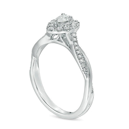 0.38 CT. TW Pear-Shaped Diamond Frame Twist Engagement in 10K White Gold