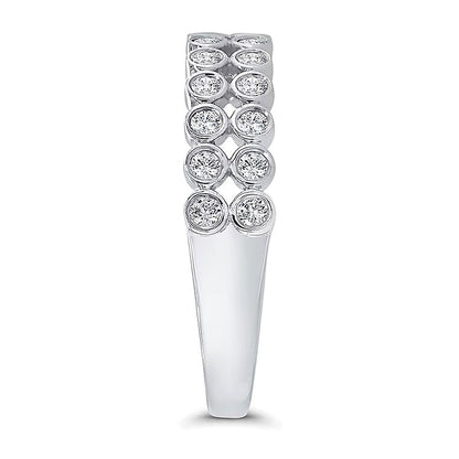 0.33 CT. TW Diamond Bezel Double Row Ring in 10K White Gold