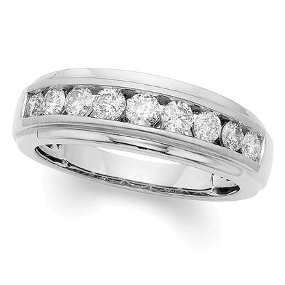 Menâs 1.0 CT. TW Diamond Nine Stone Wedding Band in 14K White Gold (I/I2)