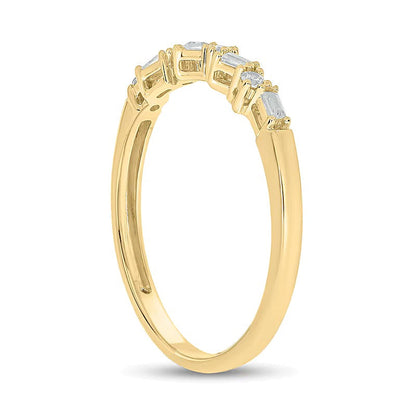 0.1 CT. TW Baguette and Round Diamond Stackable Band in 10K Gold