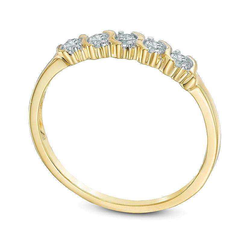 0.2 CT. TW Diamond Five Stone Wedding Band in 10K Gold