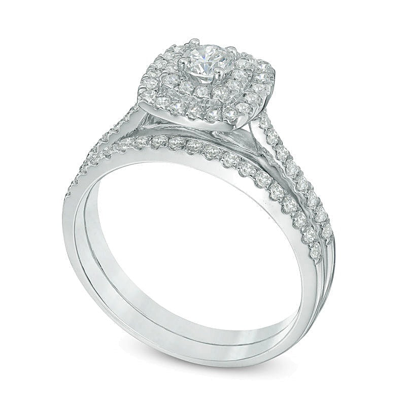 0.75 CT. TW Diamond Double Frame Bridal Set in 10K White Gold
