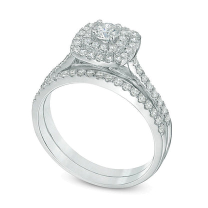 0.75 CT. TW Diamond Double Frame Bridal Set in 10K White Gold