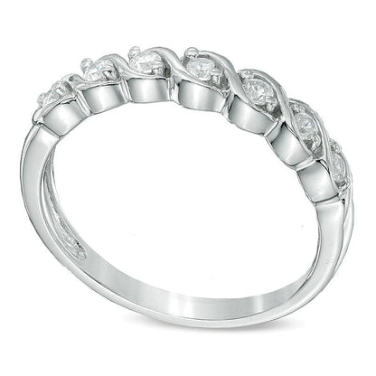 0.13 CT. TW Diamond Seven Stone "S" Anniversary Band in Sterling Silver