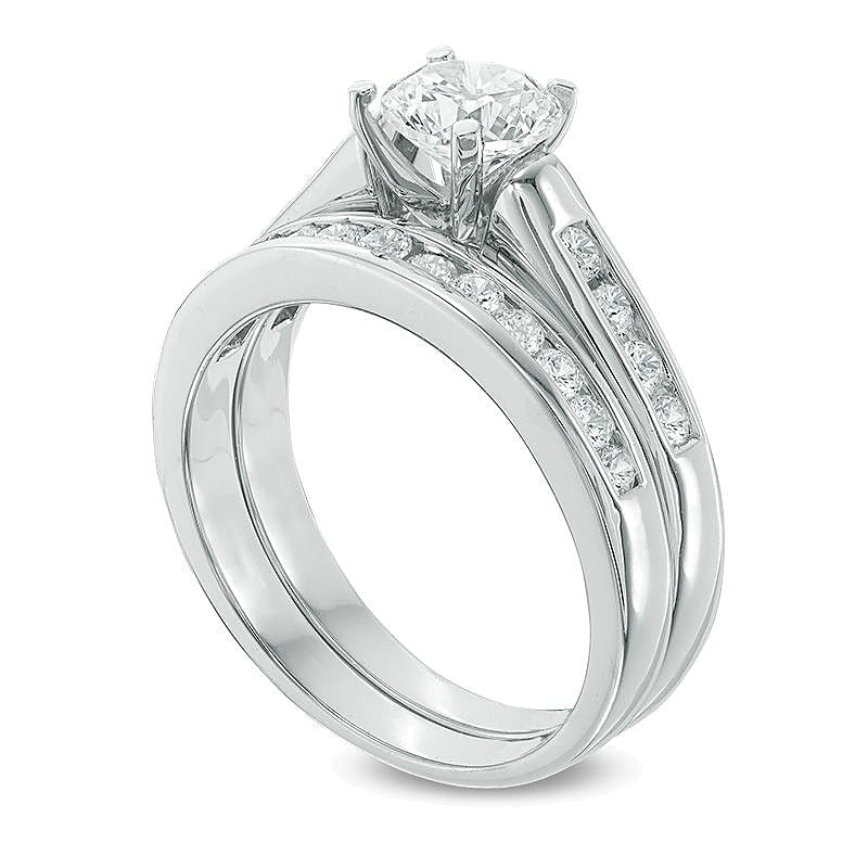 1.25 CT. TW Diamond Channel Bridal Set in 10K White Gold