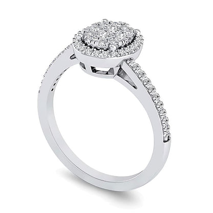 0.33 CT. TW Oval Multi-Diamond Frame Bypass Ring in 10K White Gold