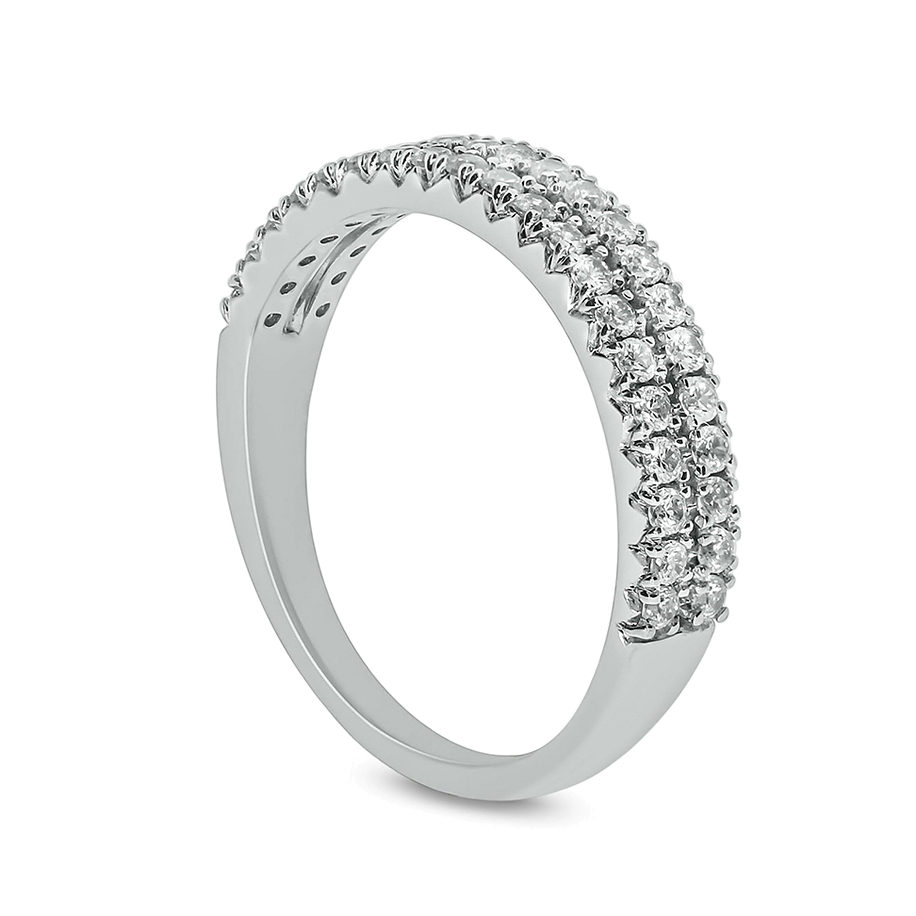 0.5 CT. TW Diamond Double Row Anniversary Band in 10K White Gold