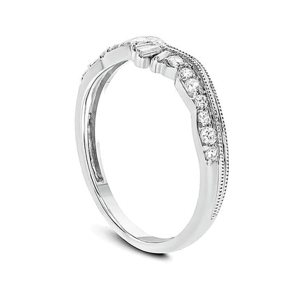 0.25 CT. TW Baguette and Round Diamond Vintage-Style Contour Wedding Band in 10K White Gold