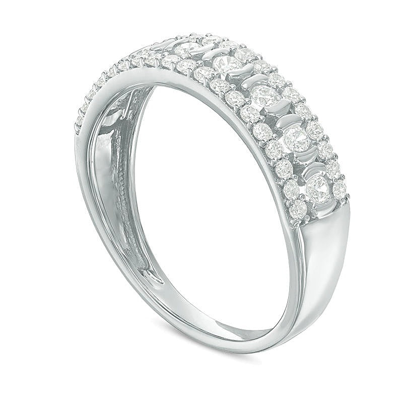 0.5 CT. TW Diamond Three Row Wedding Band in 10K White Gold