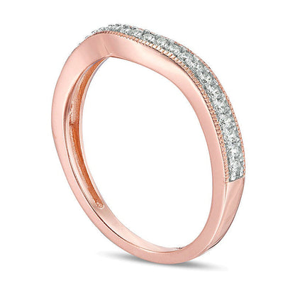 0.17 CT. TW Diamond Vintage-Style Contour Wedding Band in 10K Rose Gold