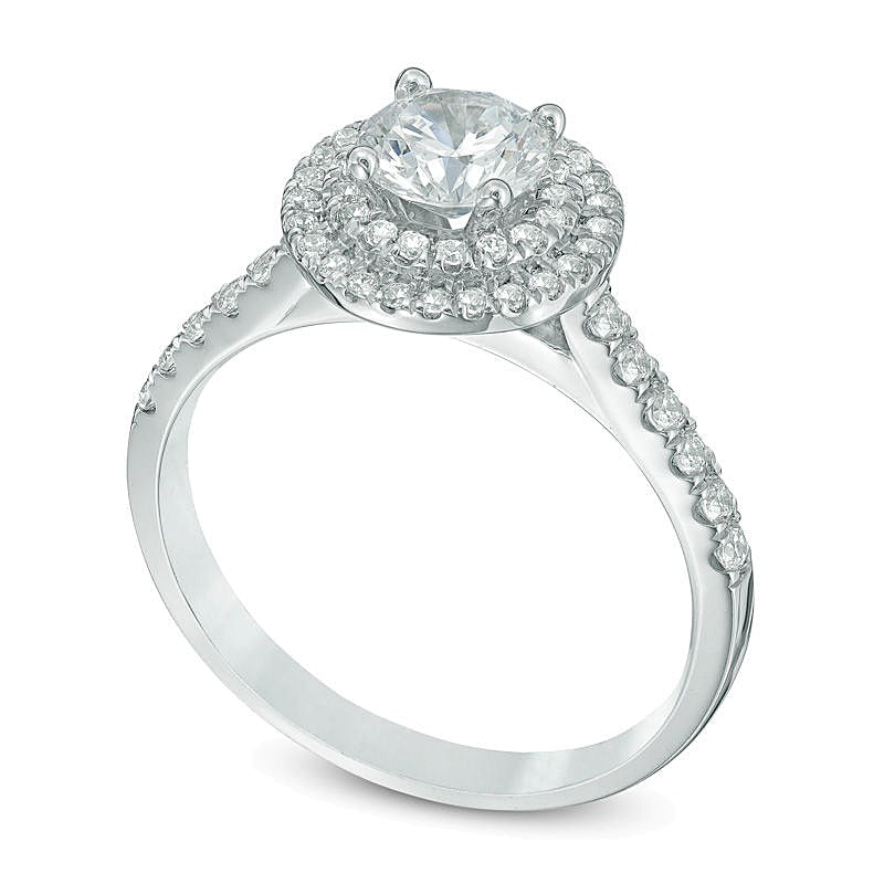1.2 CT. TW Diamond Double Frame Engagement Ring in 14K White Gold