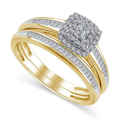 0.5 CT. TW Princess-Cut Diamond Double Frame Bridal Set in 10K Gold