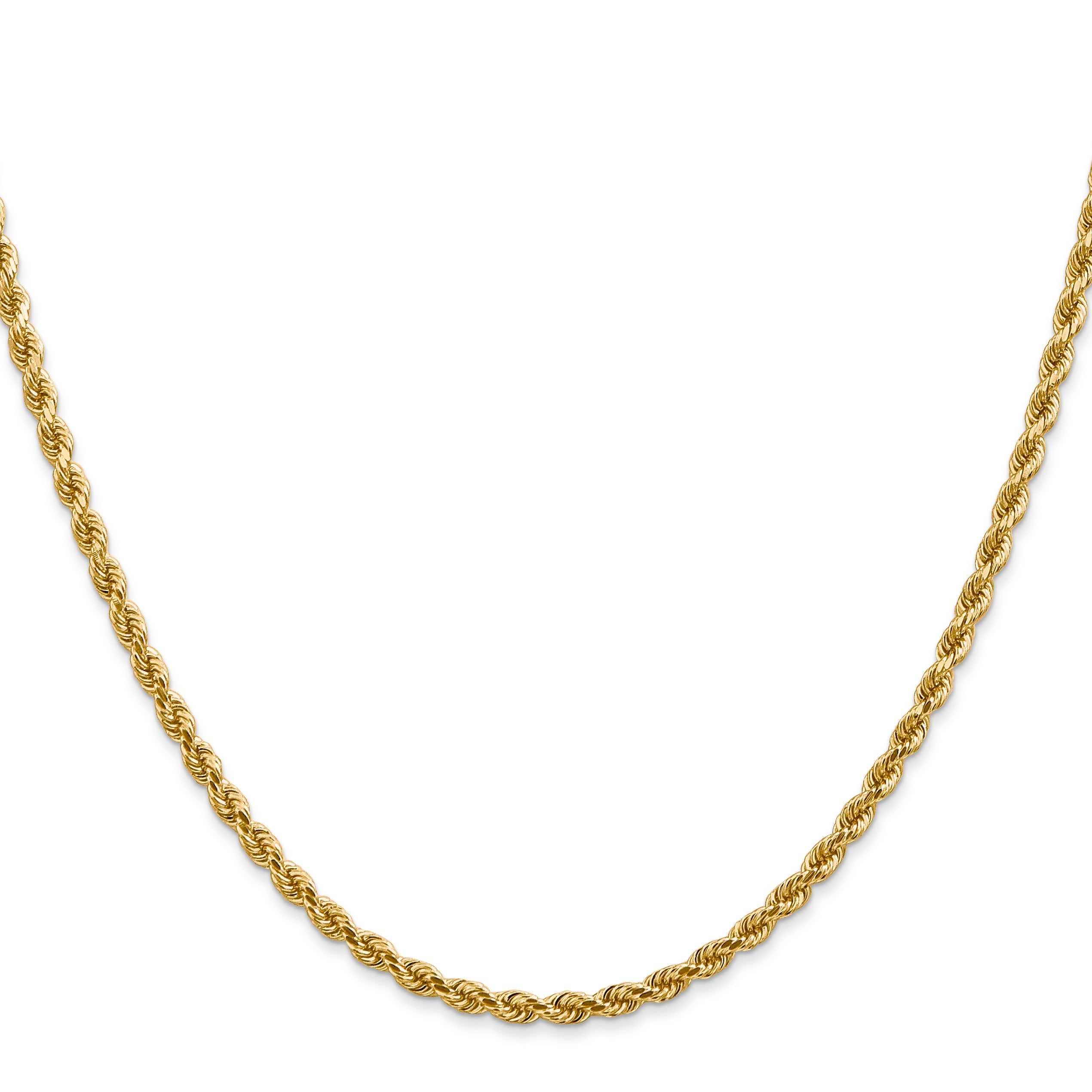 14k Yellow Gold 16 inch 2.75mm Diamond-cut Rope with Lobster Clasp Chain Necklace