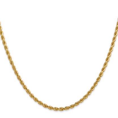 14k Yellow Gold 30 inch 2.75mm Diamond-cut Rope with Lobster Clasp Chain Necklace