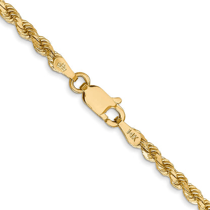 14k Yellow Gold 36 inch 2.75mm Diamond-cut Rope with Lobster Clasp Chain Necklace
