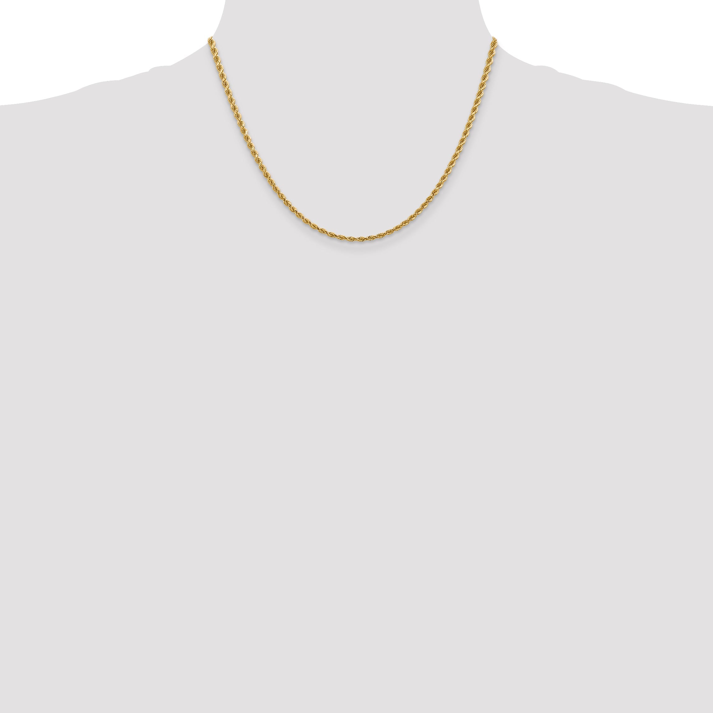 14k Yellow Gold 18 inch 2.75mm Diamond-cut Rope with Lobster Clasp Chain Necklace