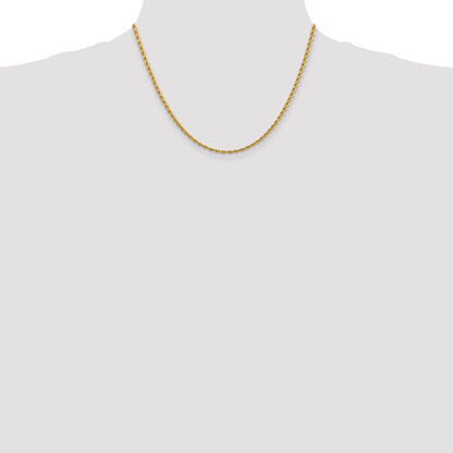 14k Yellow Gold 18 inch 2.75mm Diamond-cut Rope with Lobster Clasp Chain Necklace