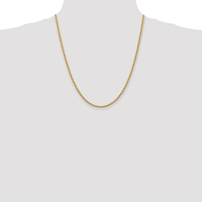 14k Yellow Gold 22 inch 2.75mm Diamond-cut Rope with Lobster Clasp Chain Necklace