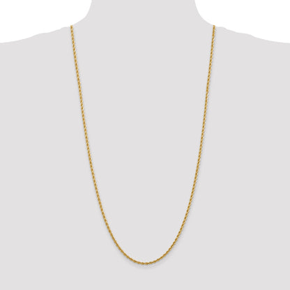 14k Yellow Gold 30 inch 2.75mm Diamond-cut Rope with Lobster Clasp Chain Necklace