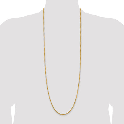 14k Yellow Gold 36 inch 2.75mm Diamond-cut Rope with Lobster Clasp Chain Necklace