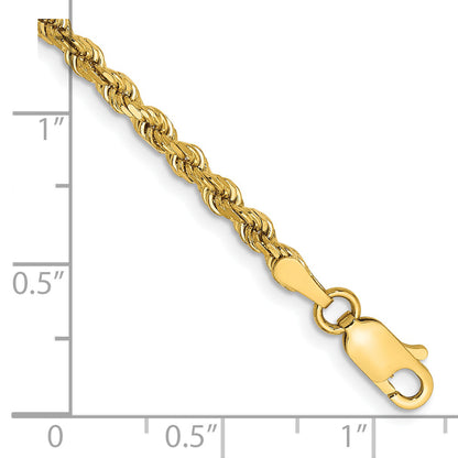 14k Yellow Gold 7 inch 2.75mm Diamond-cut Rope with Lobster Clasp Chain Bracelet