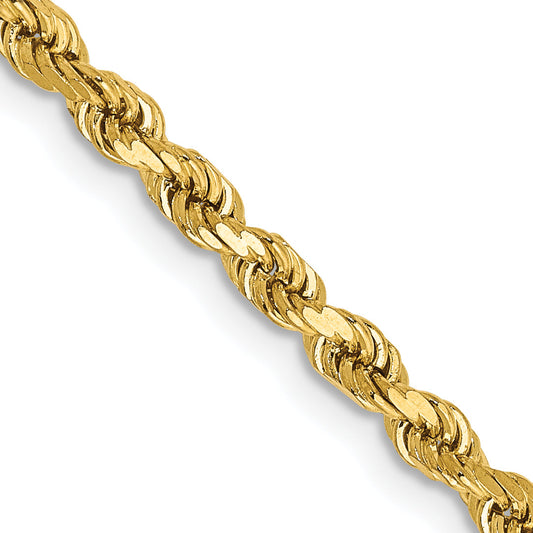 14k Yellow Gold 20 inch 2.75mm Diamond-cut Rope with Lobster Clasp Chain Necklace