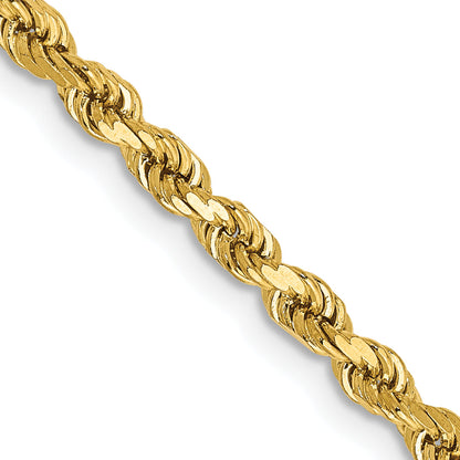 14k Yellow Gold 30 inch 2.75mm Diamond-cut Rope with Lobster Clasp Chain Necklace