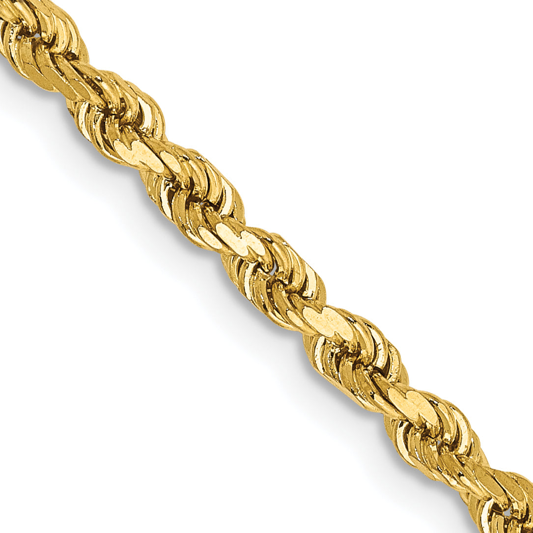 14k Yellow Gold 22 inch 2.75mm Diamond-cut Rope with Lobster Clasp Chain Necklace