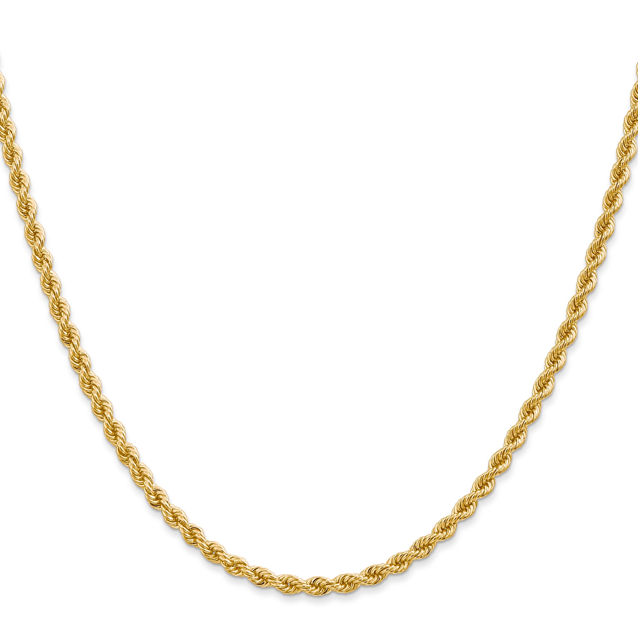 14k Yellow Gold 36 inch 2.75mm Regular Rope with Lobster Clasp Chain Necklace