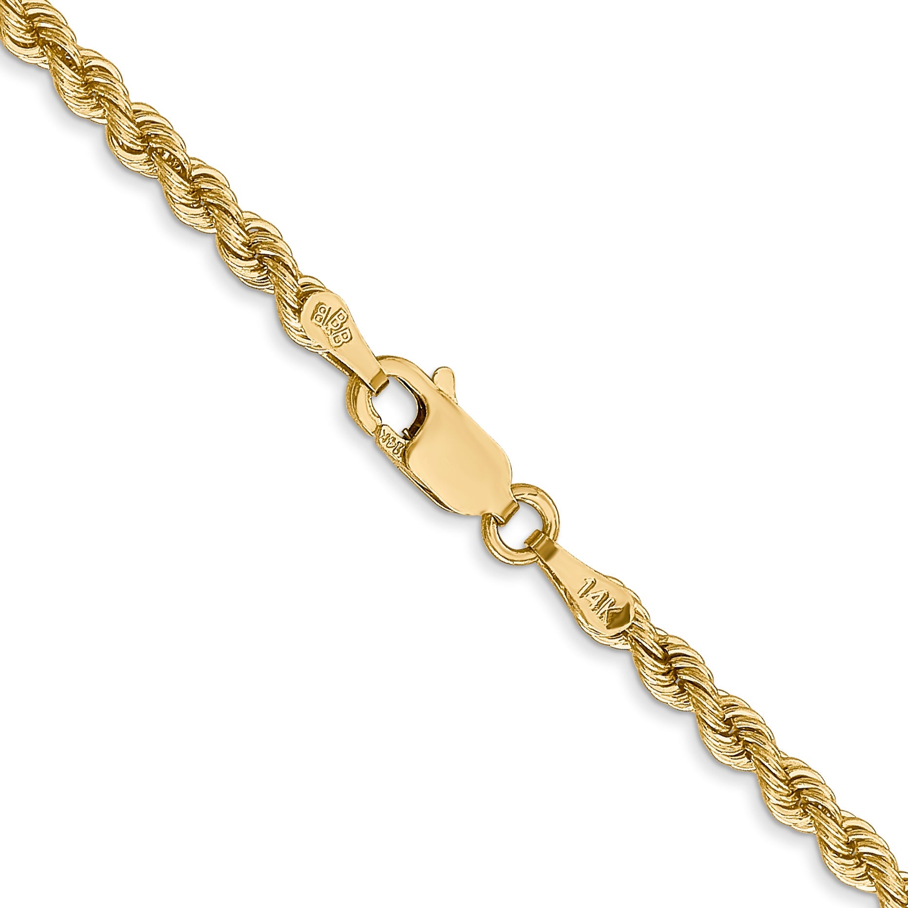 14k Yellow Gold 36 inch 2.75mm Regular Rope with Lobster Clasp Chain Necklace