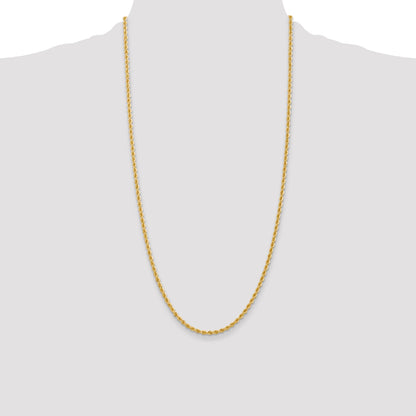 14k Yellow Gold 28 inch 2.75mm Regular Rope with Lobster Clasp Chain Necklace