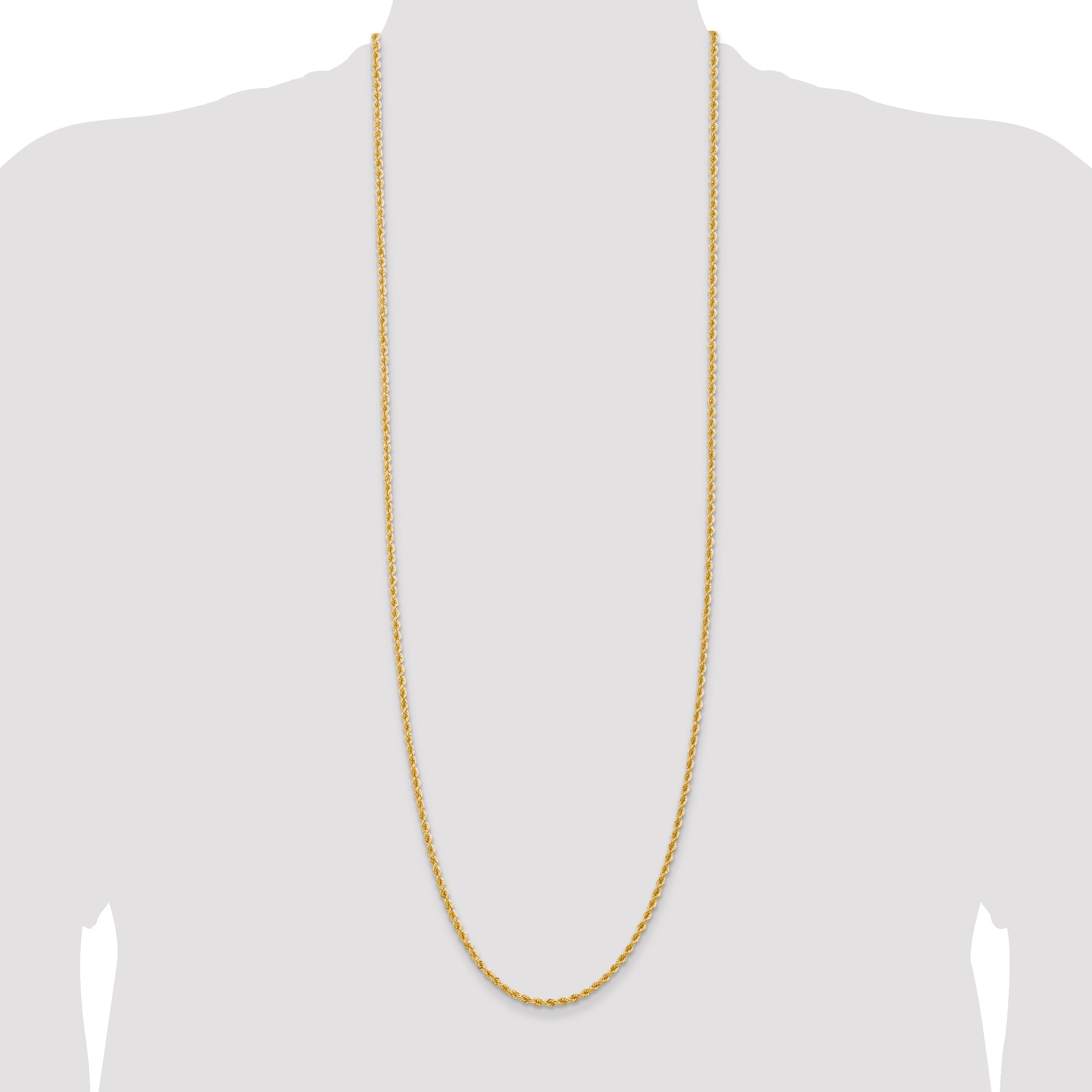 14k Yellow Gold 36 inch 2.75mm Regular Rope with Lobster Clasp Chain Necklace