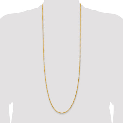 14k Yellow Gold 36 inch 2.75mm Regular Rope with Lobster Clasp Chain Necklace