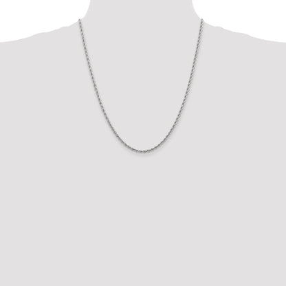 22 Inch 10K White Gold 2.75mm Diamond-Cut Rope Chain Necklace