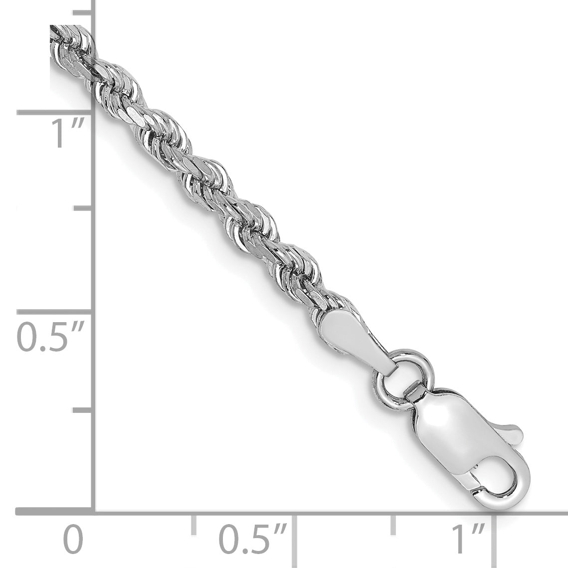 7 Inch 10K White Gold 2.75mm Diamond-Cut Rope Chain Bracelet