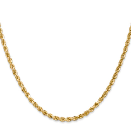 14k Yellow Gold 18 inch 3mm Diamond-cut Rope with Lobster Clasp Chain Necklace