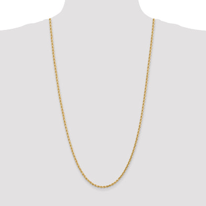 14k Yellow Gold 30 inch 3mm Diamond-cut Rope with Lobster Clasp Chain Necklace