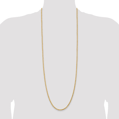 14k Yellow Gold 36 inch 3mm Diamond-cut Rope with Lobster Clasp Chain Necklace