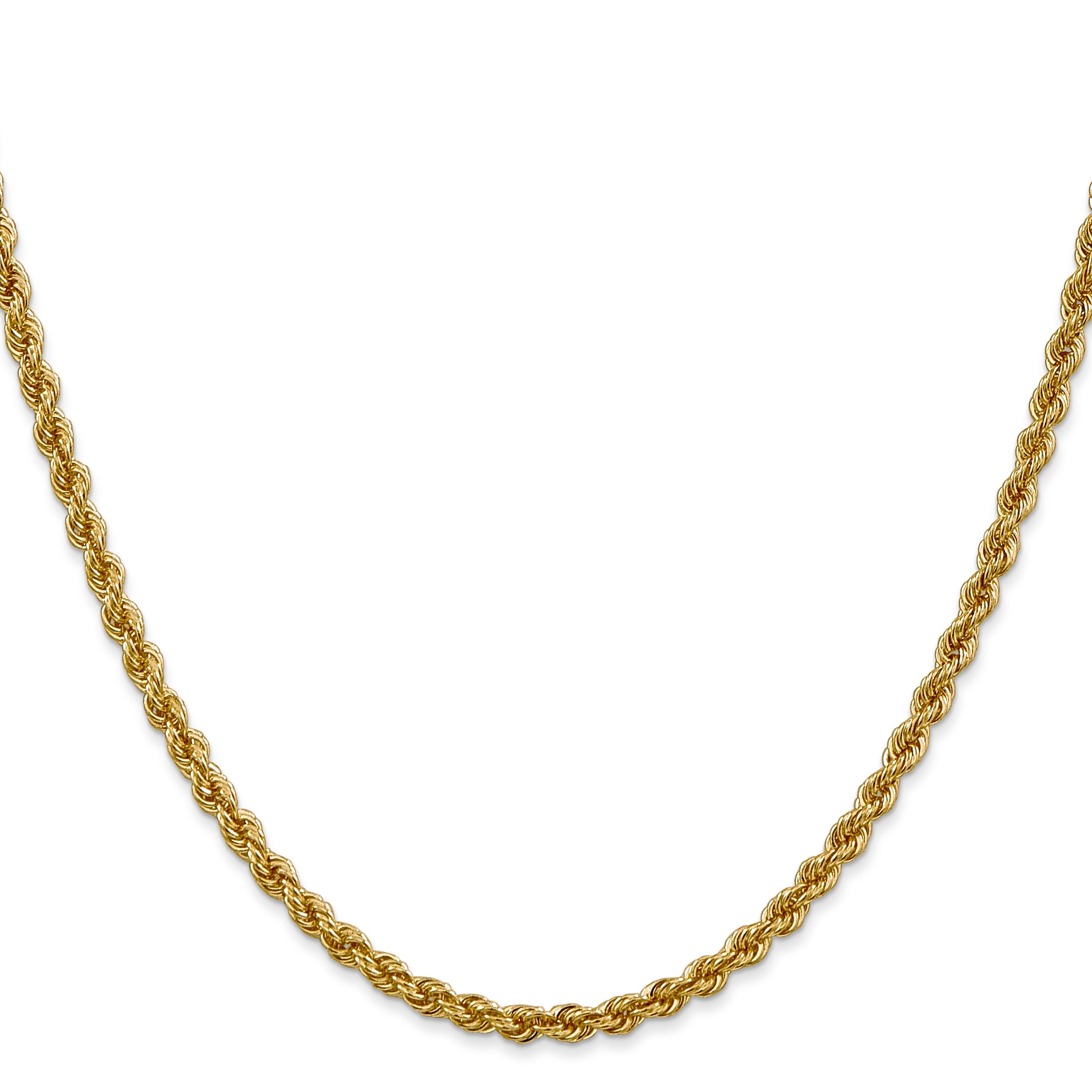 14k Yellow Gold 28 inch 3mm Regular Rope with Lobster Clasp Chain Necklace