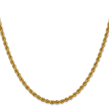 14k Yellow Gold 28 inch 3mm Regular Rope with Lobster Clasp Chain Necklace