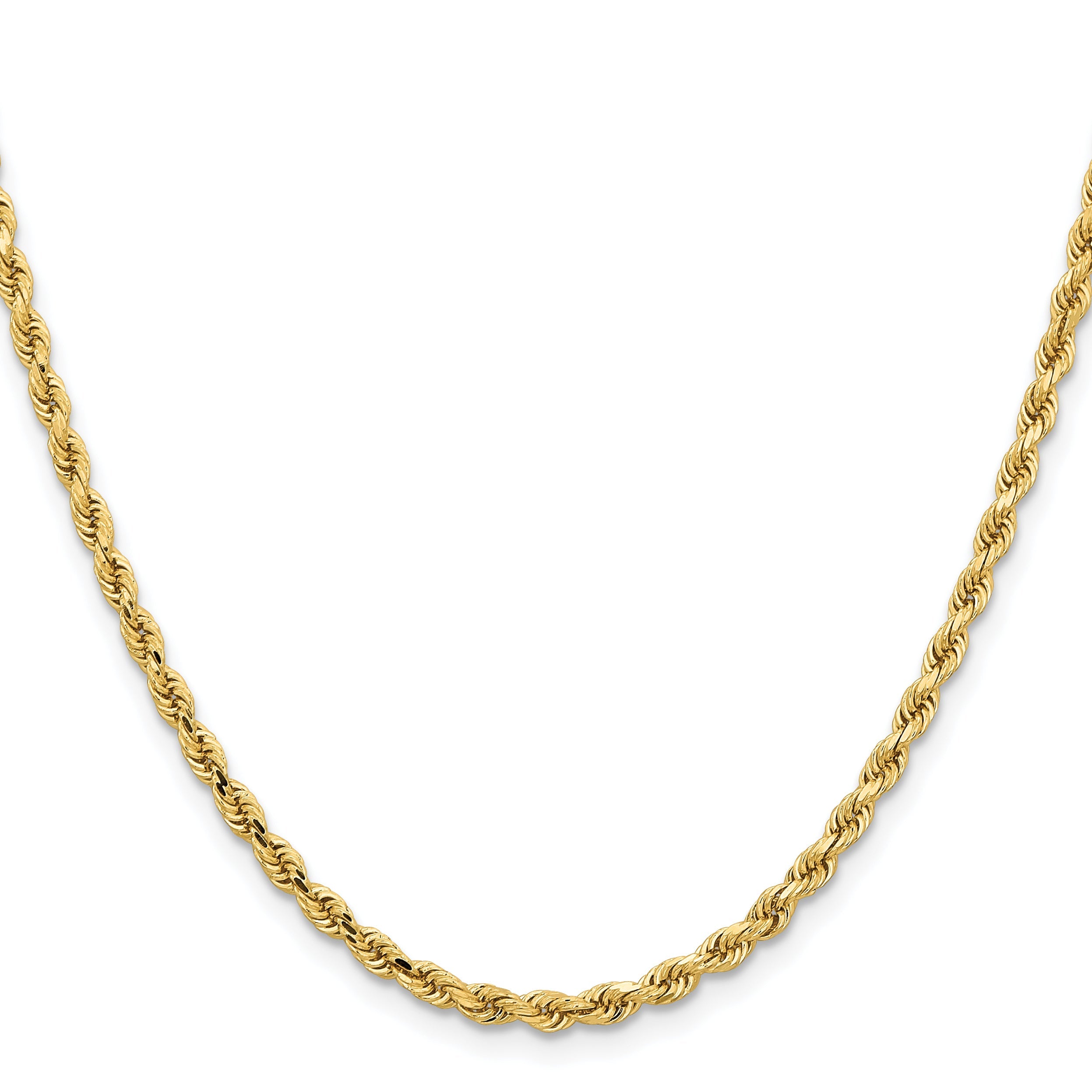 14k Yellow Gold 16 inch 3.25mm Diamond-cut Rope with Lobster Clasp Chain Necklace