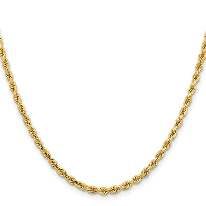 14k Yellow Gold 30 inch 3.25mm Diamond-cut Rope with Lobster Clasp Chain Necklace
