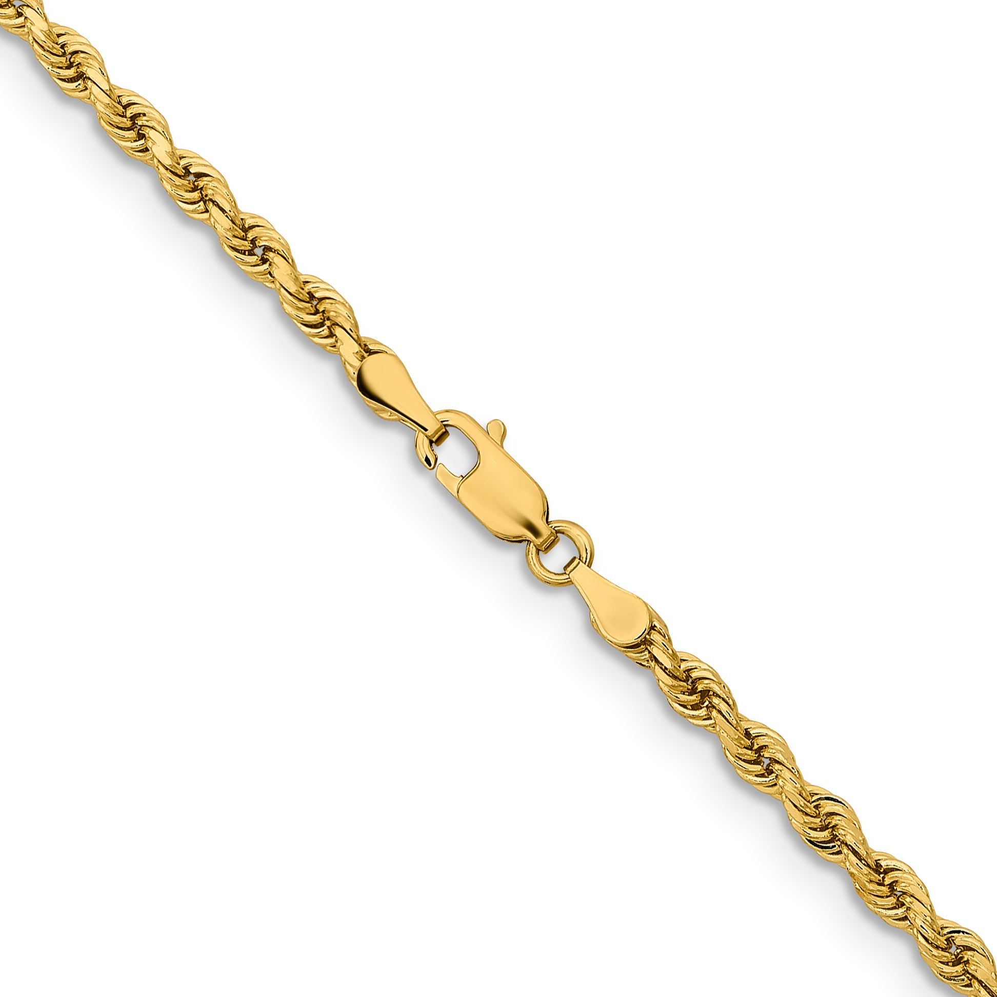 14k Yellow Gold 24 inch 3.25mm Diamond-cut Rope with Lobster Clasp Chain Necklace